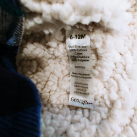 George Plaid Sherpa Lined Shacket 6-12 Months - Picture 5 of 7